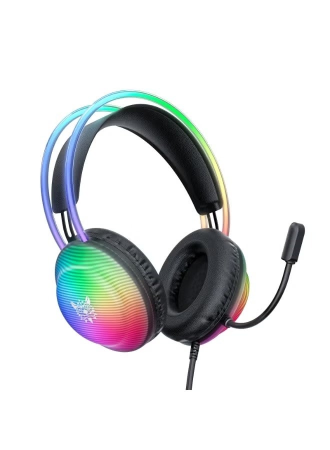 onikuma X29 RGB USB Wired Gaming Headset with 7.1 Surround Sound and Noise Cancelling Microphone, 50mm Stereo Drivers, Adjustable Headband and Comfortable Over-Ear Design for PC and Gaming Consoles - Image 3